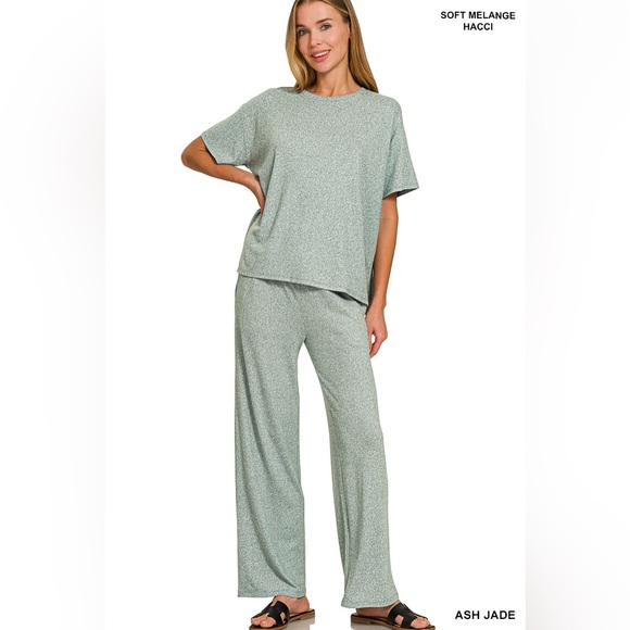 Zenana Sweater Boxy Top & Long Pants Set